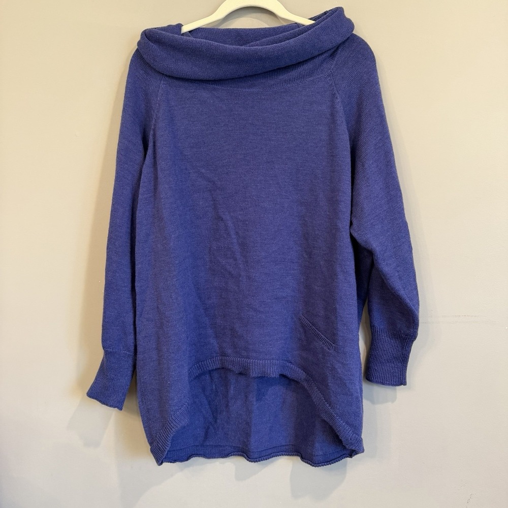 Eileen Fisher Merino Wool Cowl Neck Oversized Sweater Purple Size Medium